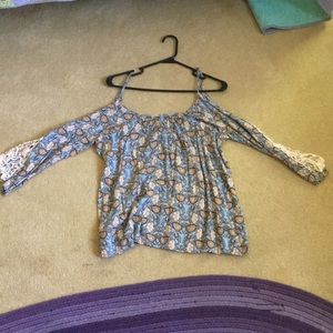 Light blue cold shoulder top